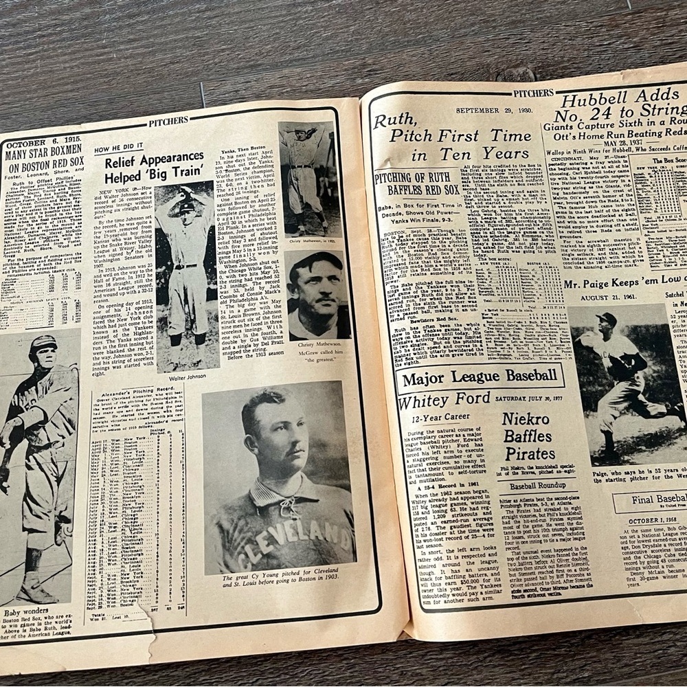 Vintage Baseball History In Headlines Of Major League Newsprint 11/14 Inches - Picture 11 of 11